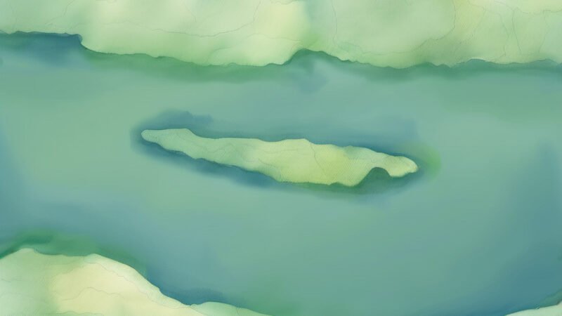 An image of Pletten, painted in watercolors. Pletten-Baltic Sea.