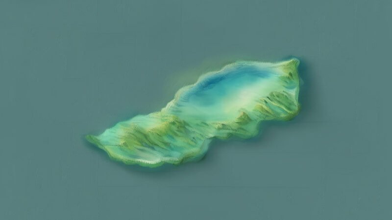 An image of Sud, painted in watercolors. Sud-North Pacific Ocean.